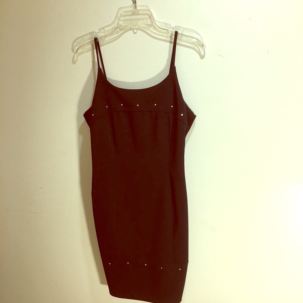 Black stretchy mini with spaghetti straps